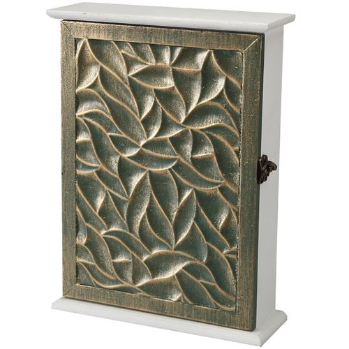VERSA - Boîte rectangulaire à clefs Vert et doré - Hauteur 27 cm - Largeur 20 cm - Profondeur 6.5 cm