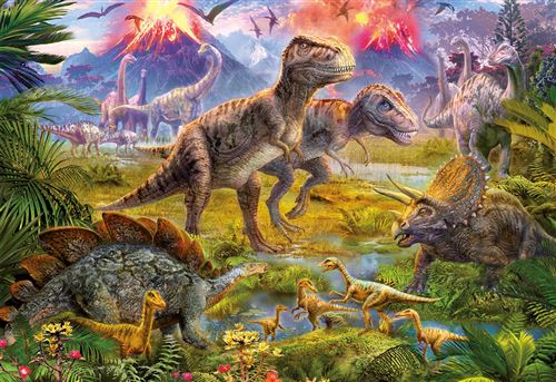 Puzzle au pays des dinosaures - 500 pieces educa - t-rex triceratops - stégosaure - brachiosaurus - collection dino animaux prehistoriques