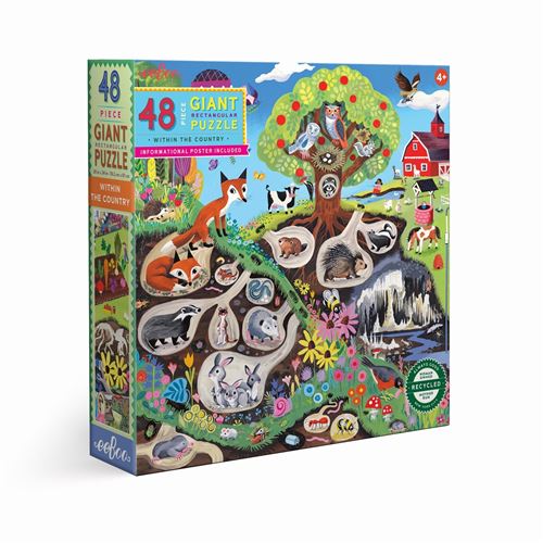 Puzzle Enfant 48 Pcs Dans Le Pays Eeboo Carton Multicolore