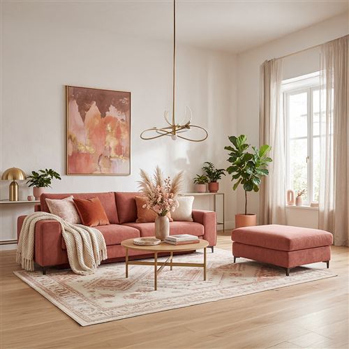 Pouf Fiesole Velours Rose - Rose