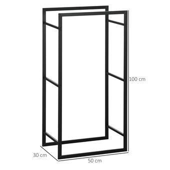 Porte bûches range bûches vertical en métal intérieur extérieur 50 x 30 x  100 cm noir - Mobilier de Jardin - Achat & prix