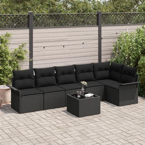 vidaXL - Ensemble de Canapé de Jardin - 7 Pièces - Rotin - Beige - Image 2