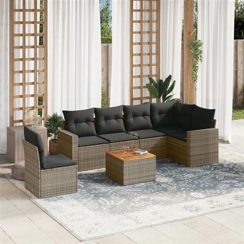 VIDAXL - Salon de jardin modulable - 7 pièces - Gris - Image 2