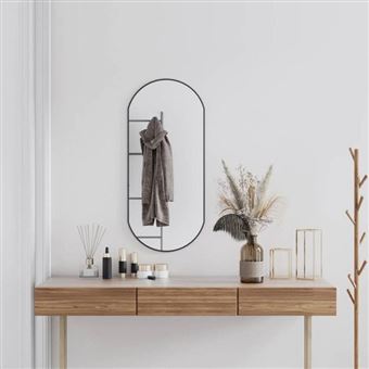 vidaXL Miroir Mural Miroir de Maquillage Coiffeuse Cosmétique Décoration de Salle de Bain Toilette Salon Intérieur Noir 348207 - 1