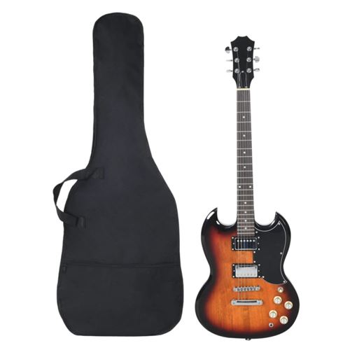 vidaXL Guitare électrique pour débutants et sac marron et noir 4/4 3970188