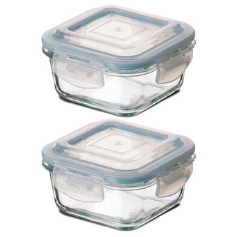 Zero Plastic - Set De 3 Boites De Conservation Avec Couvercle En Verre Rectangulaire