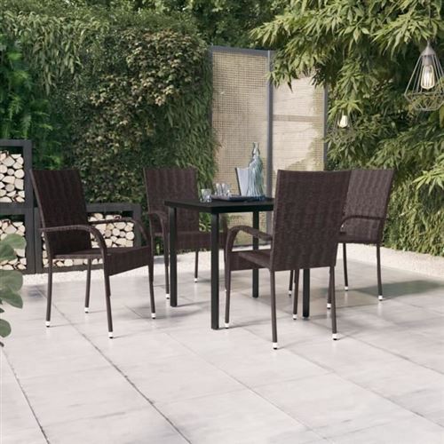 Vidaxl Marron/Noir Ensemble À Manger De Jardin - Image 2
