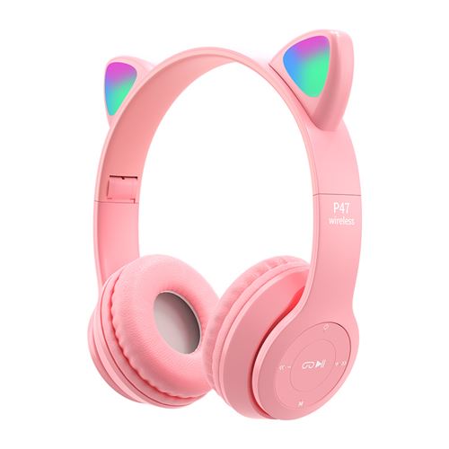 Non Communiqué Rose Casque Vormor Bluetooth,Sans Fil,Pliable,Audio Stéréo,Oreille De Chat,Lampes Colorées - Image 1