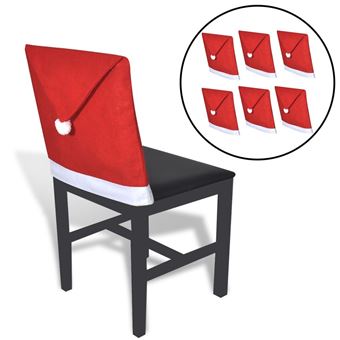 Housses De Chaise De Noël - Bonnet De Père Noël - Rouge - Lot De 6