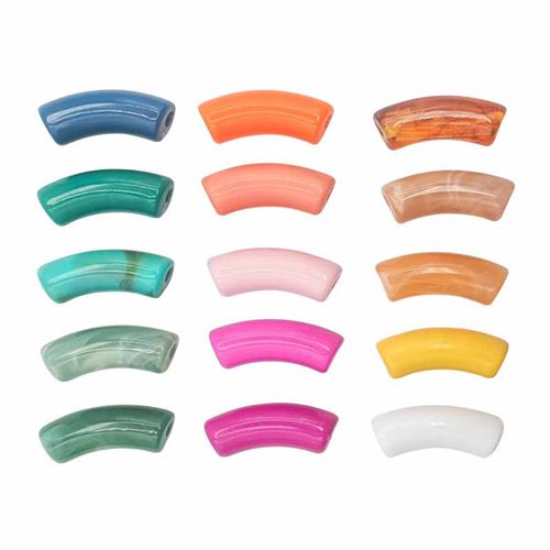 Perles - Incurvés - Couleurs assorties - Plusieurs tailles - Bijoux - 18 pièces