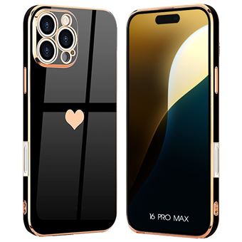 Coque Silicone pour iPhone 16 Pro Max - Protection Motif Cœur Anti-Rayures Souple Noir - BOOLING - 1