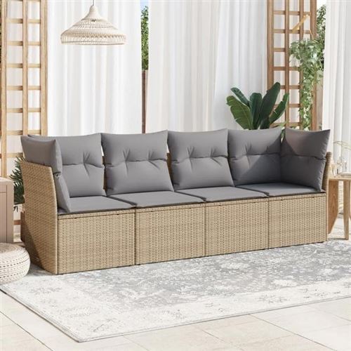 Non Communiqué Beige Vidaxl Salon De Jardin Avec Coussins 4 Pcs Résine Tressée 3249068