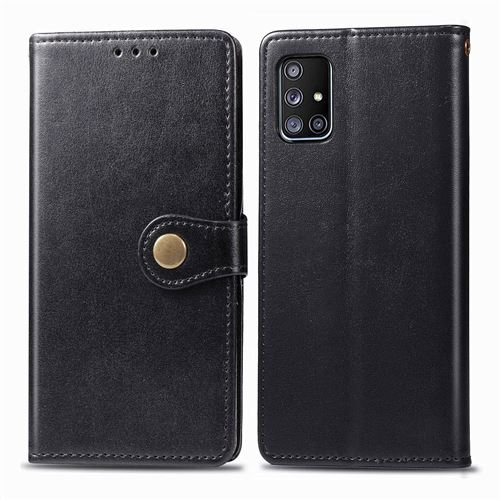 MPFRANCE Housse pour Samsung Galaxy A51 5G Noir [Porte Carte, etui portefeuille, boucle]