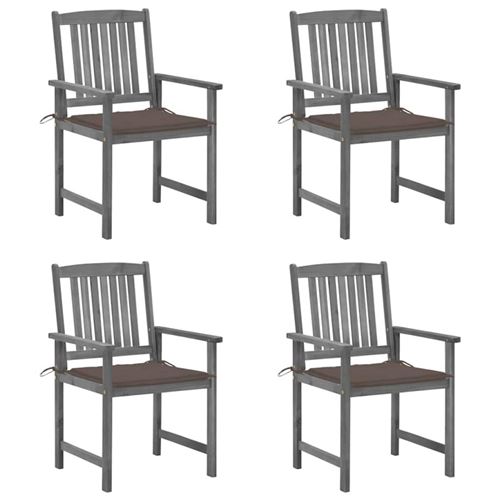 Non Communiqué Gris Chaises De Jardin Et Coussins Lot De 4 Bois Acacia Massif