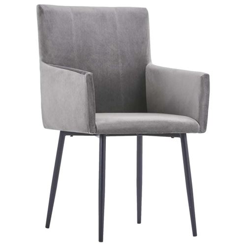 aises de salle à manger avec accoudoirs 2 pcs Gris Velours