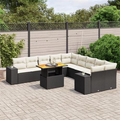 Non Communiqué Noir Vidaxl Salon De Jardin Avec Coussins 11 Pcs, Canapés De Terrasse, Ensemble De Meubles De Patio, Mobilier D'extérieur, 3272827