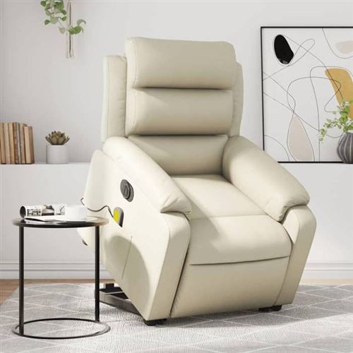 VIDAXL - Fauteuil de relaxation - Massage - Inclinable électrique - Crème - Image 2