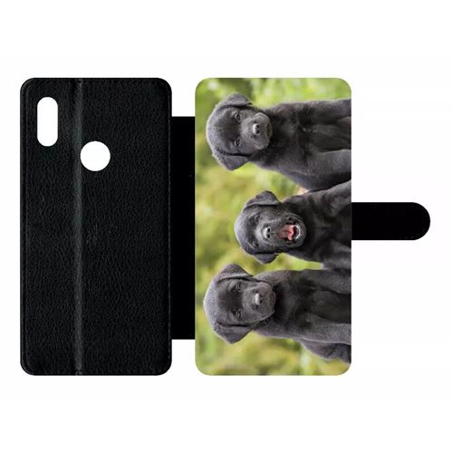 Etui My-Kase pour Y6S 2019 - chiots labrador retriver noir - Simili-cuir Noir