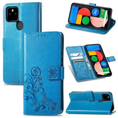 MPFRANCE Housse pour Google Pixel 5A Bleu [Fleur de Lys]