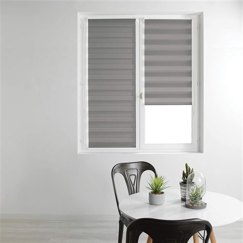 Store enrouleur jour et nuit 120 x 180 cm polyester daynight Gris