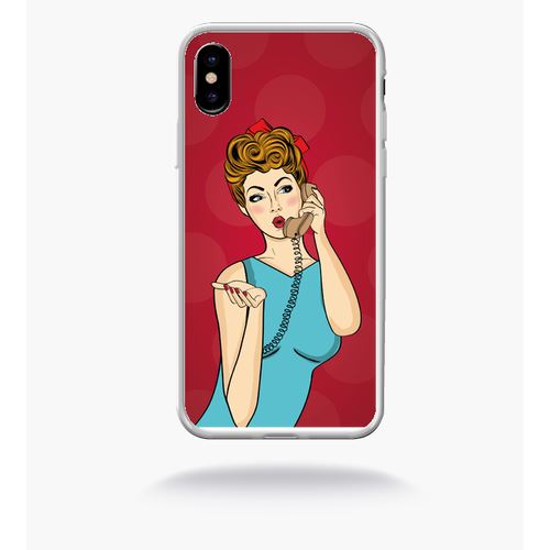Coque Pin Up Fond Rouge Compatible Apple Iphone X Bord Transparent