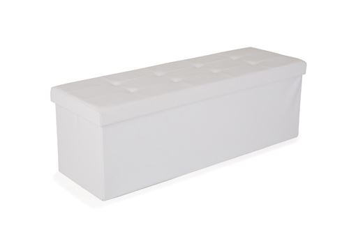 Jimmy Banc De Rangement Pliable En Simili Cuir Avec Couvercle Blanc Achat Prix Fnac