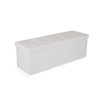 Jimmy Banc De Rangement Pliable En Simili Cuir Avec Couvercle Blanc Achat Prix Fnac