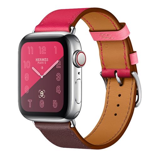 Bracelet en PU taille ajustable rose/vin rouge pour votre Apple Watch Series 4 40mm/Series 3 2 1 38mm