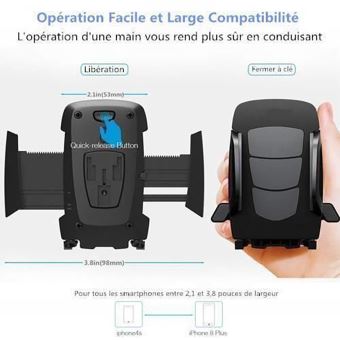 Magnetique Support Telephone GPS Voiture Universel Grille de Ventilation  pour iphone Samsung S8 S9 Huawei Sony - Noir