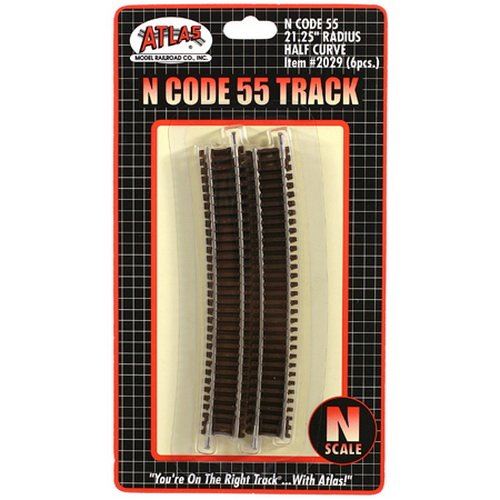 N Code 55 Nickel Silver 21.25 Radius Half Curve Track (6) Atlas Trains