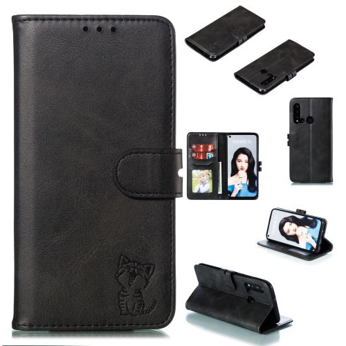 Etui en PU modèle de chat noir pour votre Huawei P20 lite (2019)/Nova 5i