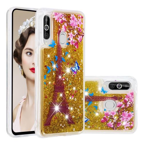 Coque en TPU paillettes flottantes tour Eiffel pour votre Samsung Galaxy M40/A60