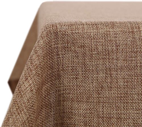 Deconovo Nappe Tissu Imperméable Effet Lin pour Table Rectangulaire 130x160 cm Brun