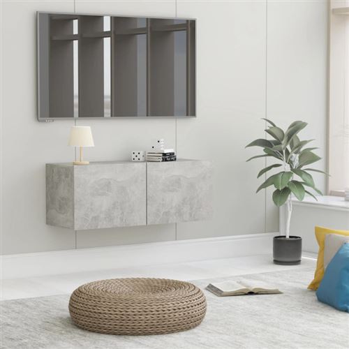 Vidaxl - Meuble tv Gris b&eacute;ton 80x30x30 cm Agglom&eacute;r&eacute; Gris b&eacute;ton