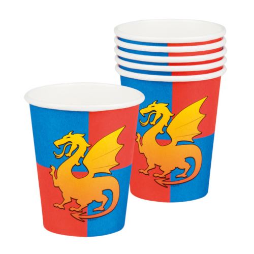 Boland tasses Dragon junior 25 cl papier rouge/bleu/orange 6 pièces