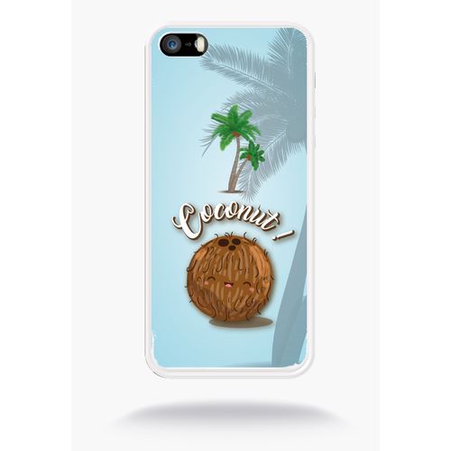 Coque Coconut Fond Bleu Pale Compatible Apple Iphone 5s Silicone Blanc Mat