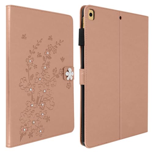 Avizar Étui pour iPad 2021 2020 et 2019 10.2 Support vidéo Motif imprimé Rose Gold