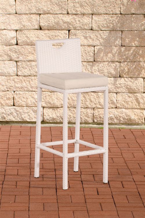 Tabouret de bar d'extérieur Mari , Blanc /Blanc crème
