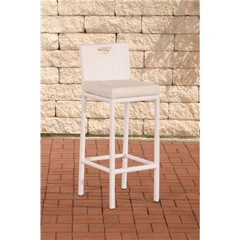 Tabouret de bar d'extérieur Mari , Blanc /Blanc crème - 1