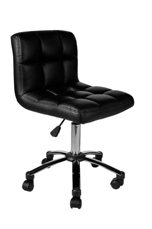 Tabouret de travail Medica - Chaise de bureau sans dossier- Revêtement Similicuir - Hauteur réglable Pivotant - Couleur Noir