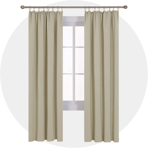 Deconovo Lot de 2 Rideaux Galon Fronceur Isolant Thermique Salon Design Moderne Rideau Chambre Cuisin de Porte Occultant Beige Foncé 140x210cm