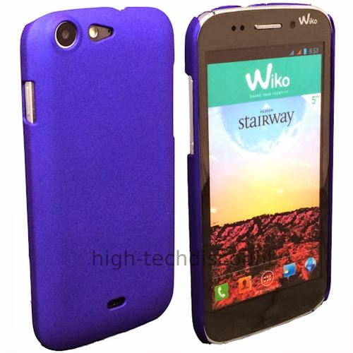 Housse etui coque rigide pour Wiko Stairway + film ecran - BLEU RIGIDE - htdmobiles