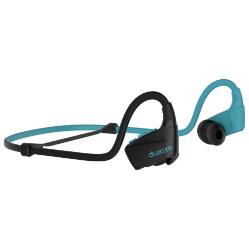 Divacore RedSkull - In-ear hoofdtelefoons met micro - inwendig - bevestiging achter de nek - Bluetooth - draadloos - actieve geluidsdemping - blauw