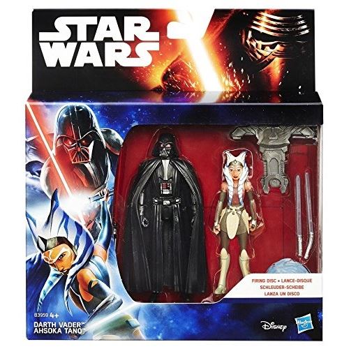 Coffret de 2 figurines star wars rebels : darth vader et ahsoka tano 9,5 cm - mission dans l’espace - hasbro b3959