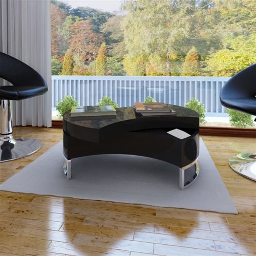 vidaXL Table basse à forme réglable Haute brillance Noir
