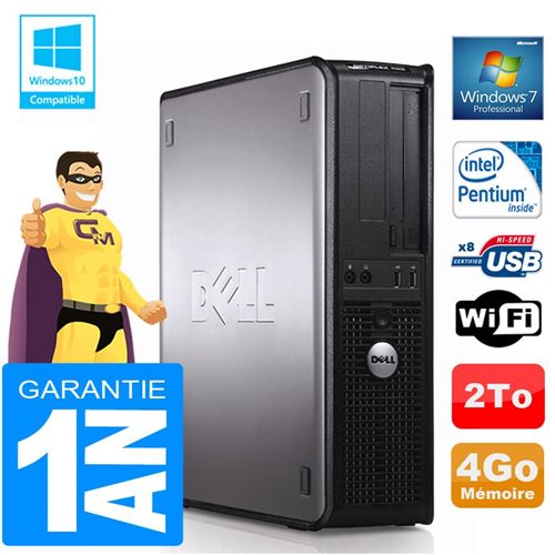 PC Dell 380 Dt Intel E5300 Ram 4Go Disque 2 To Graveur Dvd WiFi W7