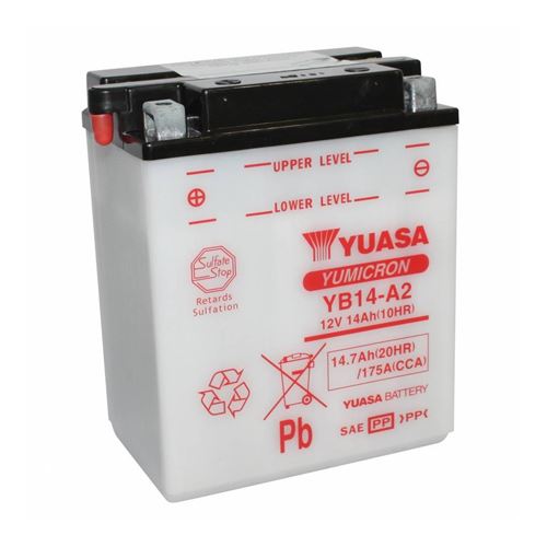 Batterie 12v 14ah yb14-a2 yuasa yumicron avec entretien (lg134x89x166)