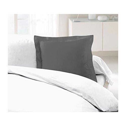 LOVELY HOME Lot de 2 Taies d'Oreillers 100% coton 63x63 cm gris foncé