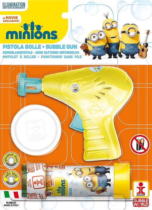 DULCOP - 500.170500 - Les Minions - Pistolet à Bulle - 12 x 9,75 x 4,9 cm - Tube de Savon - 60 ML