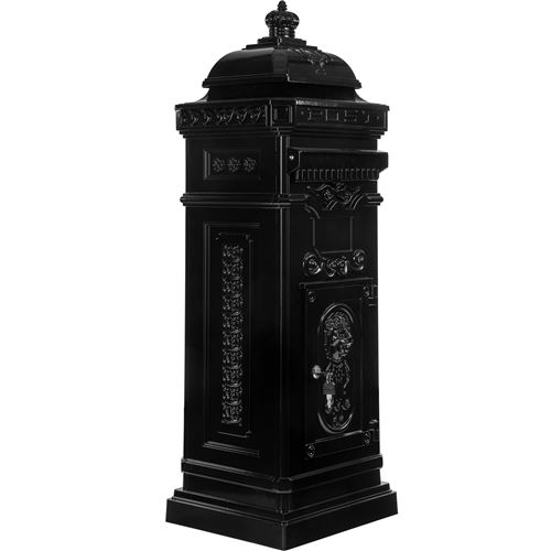 Boîte aux lettres sur pied, style antique anglais, aluminium inox, hauteur: 102,5 cm, coloris : gris anthracite, garantie: 3 ans